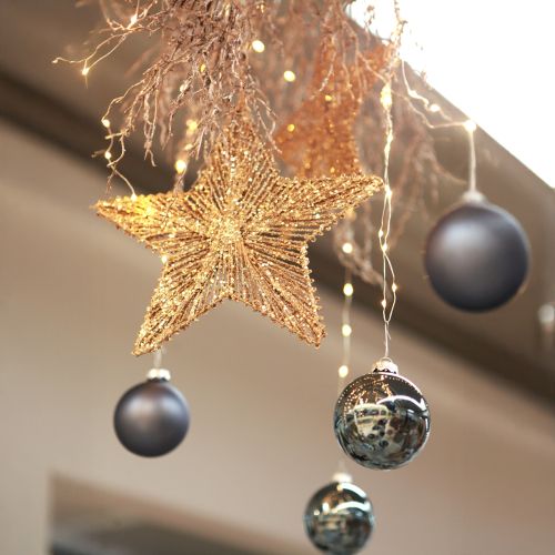 Article Décorations de sapin de Noël, décoration de l'Avent, pendentif étoile doré L15cm 8 pièces