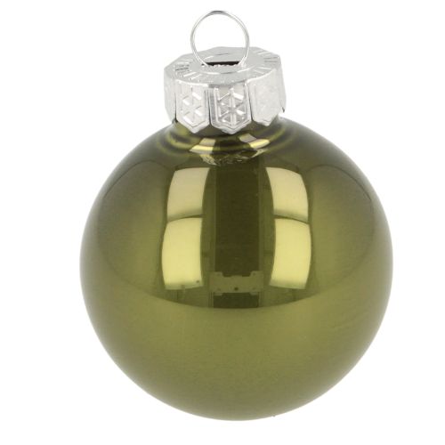 Article Boules de sapin mini boules de Noël verre vert argent 4 cm 24 pcs