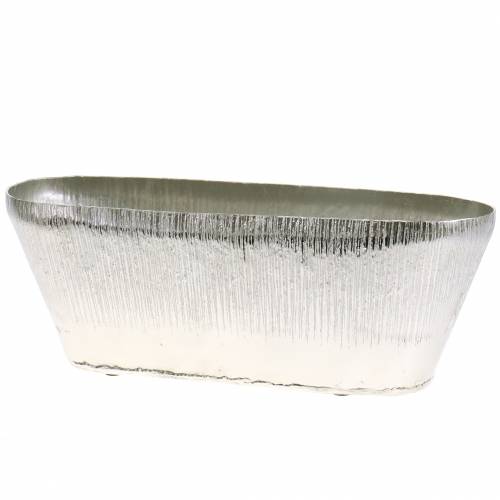 Floristik24 Pot décoratif ovale argent 40cm x 13cm H13cm
