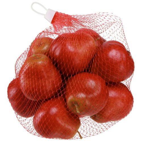 Article Poires décoratives, fruits décoratifs, rouges, dans un filet, Ø5,5cm, H6,5cm, 12 pièces