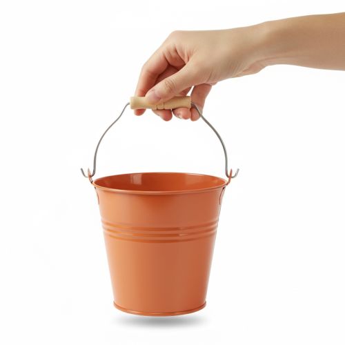 Article Seau/jardinière décoratif en métal, brun orangé, Ø 22 cm, H 21,5 cm, 6 L