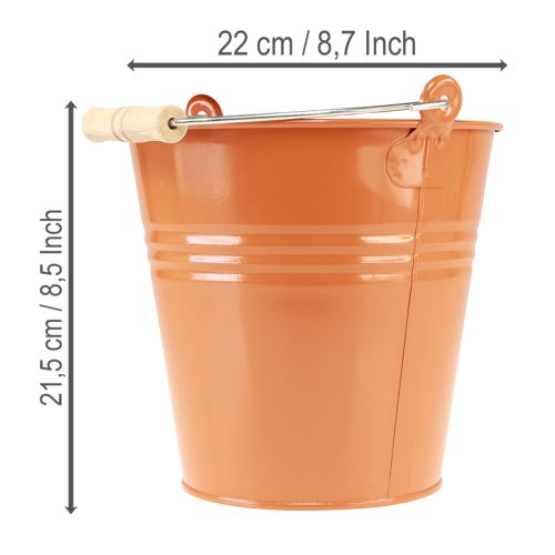 Article Seau/jardinière décoratif en métal, brun orangé, Ø 22 cm, H 21,5 cm, 6 L