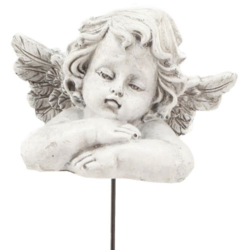 Article Ange décoratif sur bâton décoration funéraire décorative gris blanc H6,5cm 3 pièces