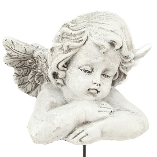 Article Ange décoratif sur bâton décoration funéraire décorative gris blanc H6,5cm 3 pièces