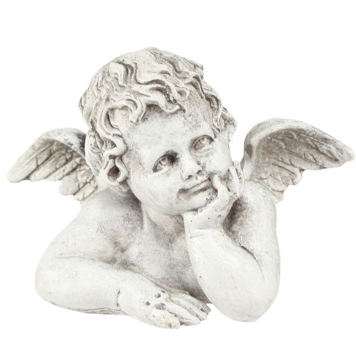 Figurine d&#39;ange déco polyrésine décoration funéraire gris blanc H6cm 3 pièces