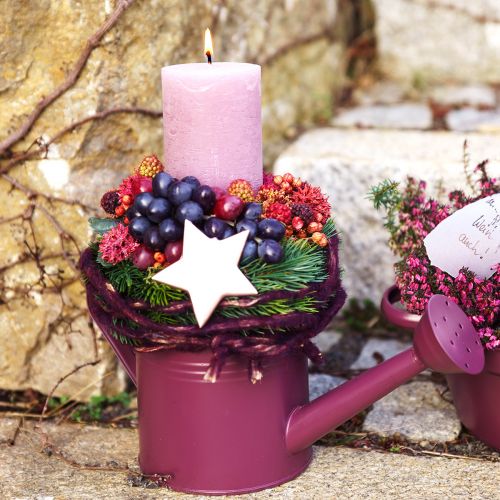 Article Arrosoir décoratif jardinière métal violet Ø13,5cm H12,5cm