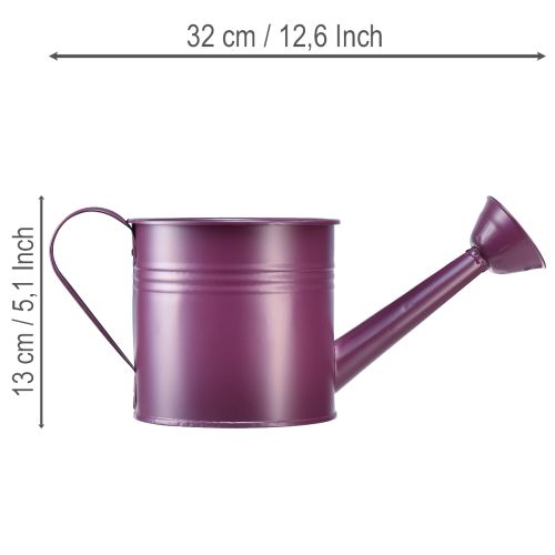 Arrosoir décoratif, pot de fleurs en métal violet, Ø 13,5 cm H 12,5 cm | Floristik24.fr