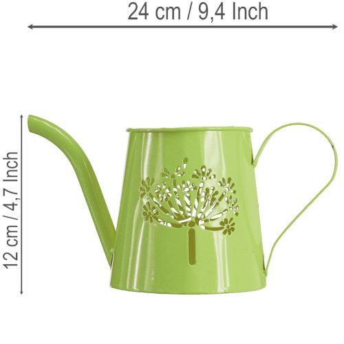 Arrosoir décoratif en métal, motif pissenlit, vert, 12 cm de haut, lot de 2, vase décoratif, style shabby chic | Floristik24.fr
