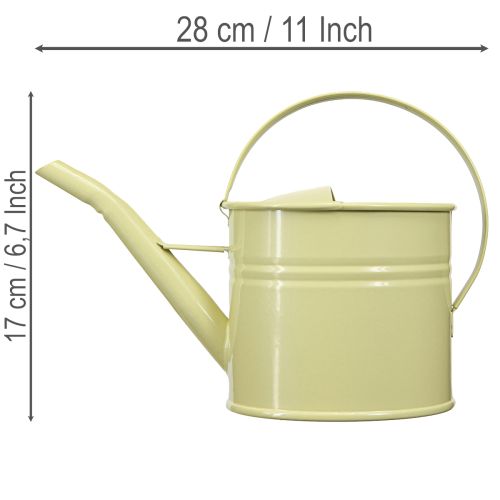 Arrosoir décoratif en métal, vert et jaune, petit modèle, 28 x 13 x 17 cm, 1,25 l, style vintage, décoration de balcon | Floristik24.fr