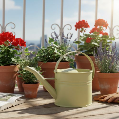 Arrosoir décoratif en métal, vert et jaune, petit modèle, 28 x 13 x 17 cm, 1,25 l, style vintage, décoration de balcon | Floristik24.fr