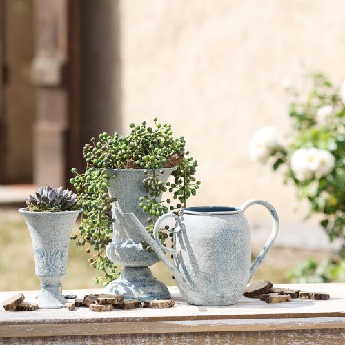Article Arrosoir décoratif en métal blanc bleu 32cmx11cmx18cm