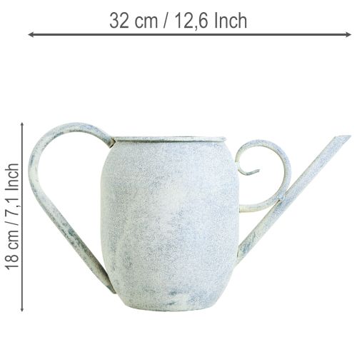 Arrosoir décoratif vintage en métal blanc et bleu 32 x 11 x 18 cm, accessoire décoratif | Floristik24.fr