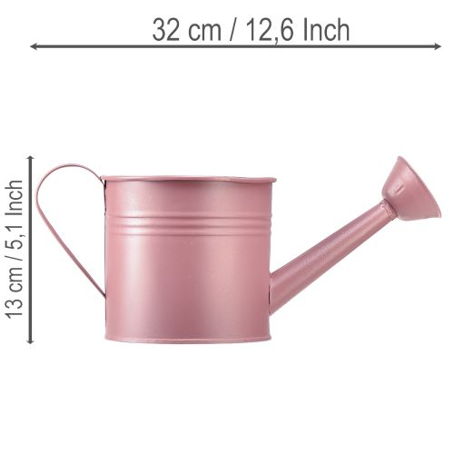 Arrosoir décoratif, pot de fleurs en métal rose, Ø 13,5 cm H 12,5 cm | Floristik24.fr
