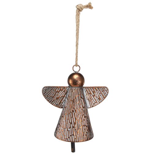 Article Cloche décorative ange gardien métal bronze 19,5x12x19cm vintage