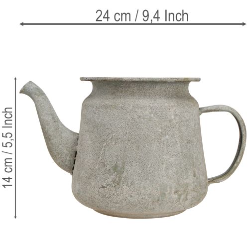 Théière décorative en métal, style vintage, grise, 24×14×14cm, style shabby chic rétro | Floristik24.fr