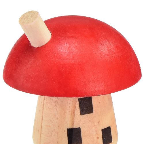 Article Champignons décoratifs maison en bois rouge orange décoration en bois 6×5cm 6pcs