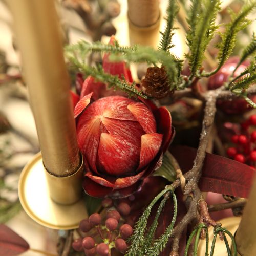 Article Protea décorative fleurs artificielles rouge-orange 34cm 3pcs