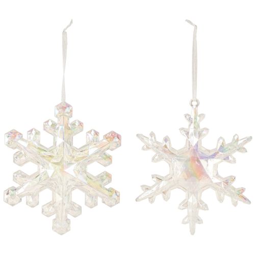 Article Flocons de neige décoratifs, décoration hivernale, irisés, Ø 14–15 cm, lot de 2