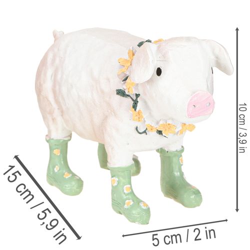 Décoration cochon avec bottes en résine – Figurine humoristique avec fleurs 15,5 cm | Floristik24.fr