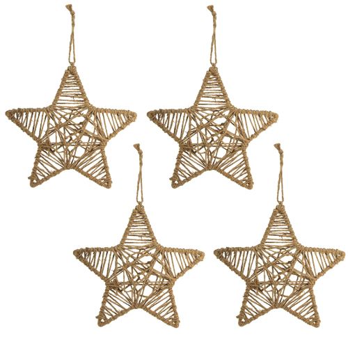 Article Étoile décorative à suspendre en jute naturel 28 cm 4 pcs