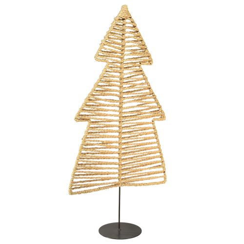 Sapin de Noël décoratif raphia métal naturel noir 30×11,5×60cm