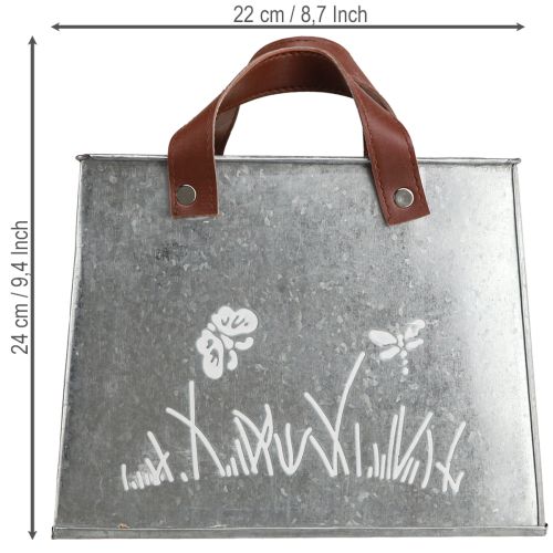 Article Sac décoratif, argenté, blanc, marron, métal, pot de fleurs, L22cm, 2 pièces