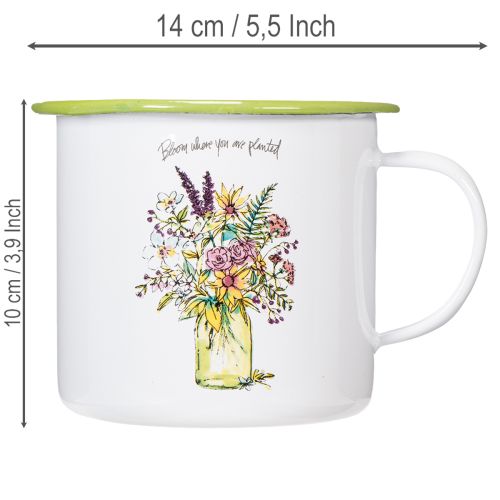 Tasse décorative en métal émaillé avec motif floral Ø11,5 cm H10 cm | Floristik24.fr