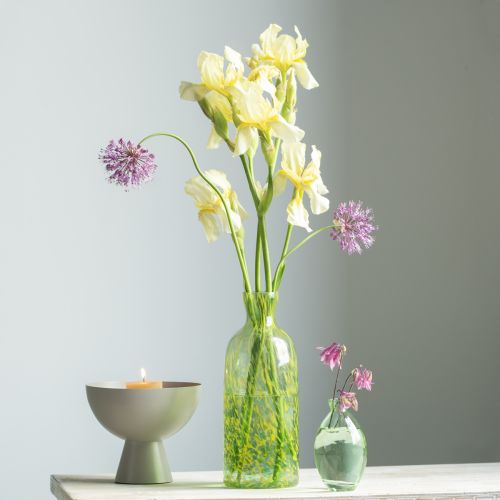 Floristik24 Vase décoratif en verre motif jaune vert Ø10cm H25cm