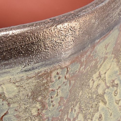 Article Vase décoratif jardinière en céramique marron métallisé gris bleu 16,5×20,5cm