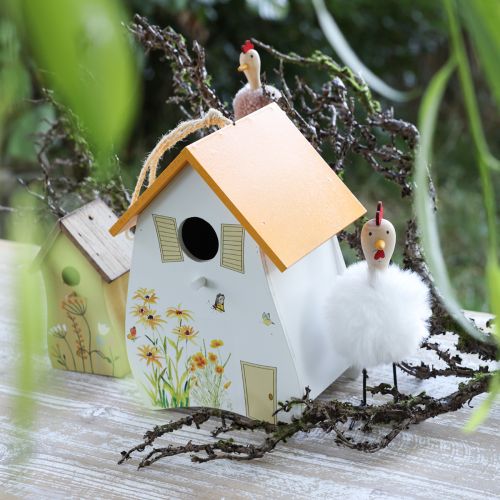 Floristik24 Nichoir décoratif à suspendre blanc jaune été H21cm 2pcs