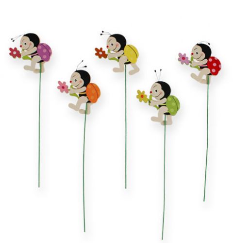 Floristik24 Coléoptères en bois sur tige, assorti 7,5cm 24P