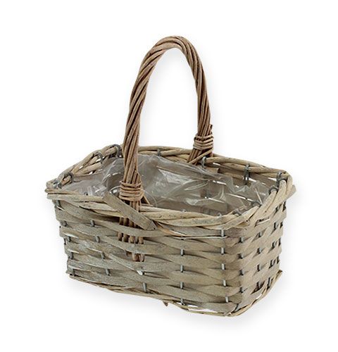 Floristik24 Panier à poignée 18x12cm gris