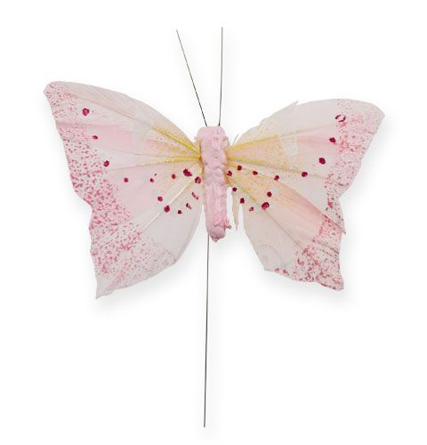 Article Papillon décoratif sur tige pastel 8 cm 12 p.