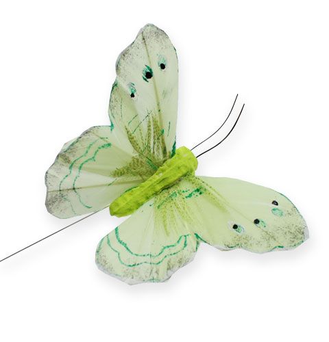 Article Papillons déco sur fil vert 9cm 12P