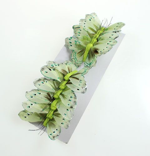 Floristik24 Papillons déco sur fil vert 9cm 12P