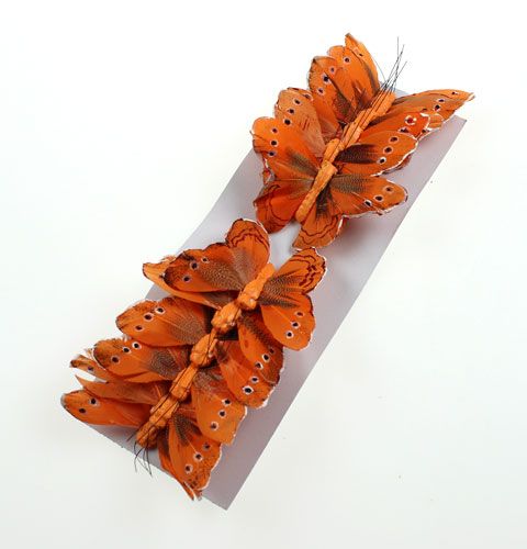 Article Papillons déco sur fil orange 8cm 12P