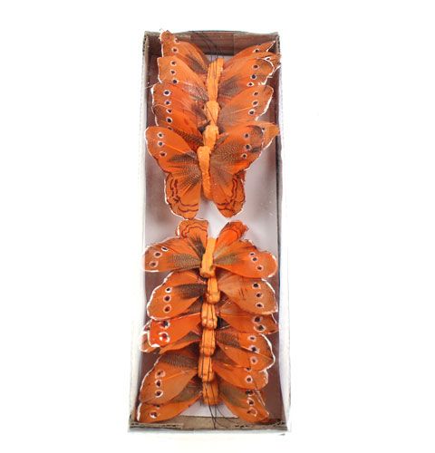 Article Papillons déco sur fil orange 8cm 12P