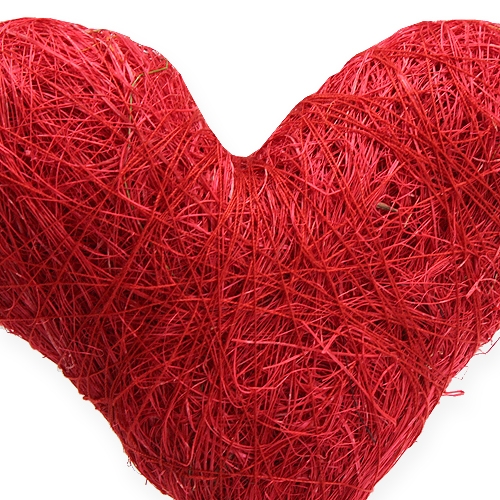 Floristik24 Figurine coeur en sisal à piquer, rouge 10 cm 12 p.