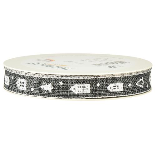 Article Ruban décoratif pour maisons de Noël et sapins de Noël blanc anthracite 15mm 20m