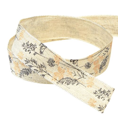 Article Ruban décoratif herbes et feuilles ruban de lin naturel 25mm 18m
