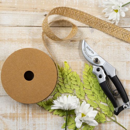 Article Ruban décoratif en jute, jaune naturel, 25 mm ; ruban décoratif rustique en jute, 10 m