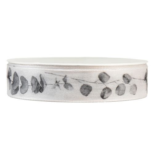 Article Ruban décoratif ruban bijoux eucalyptus blanc gris W25mm L20m
