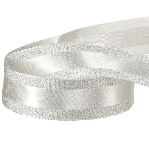 Article Ruban décoratif argent avec paillettes ruban cadeau à rayures 25mm 20m