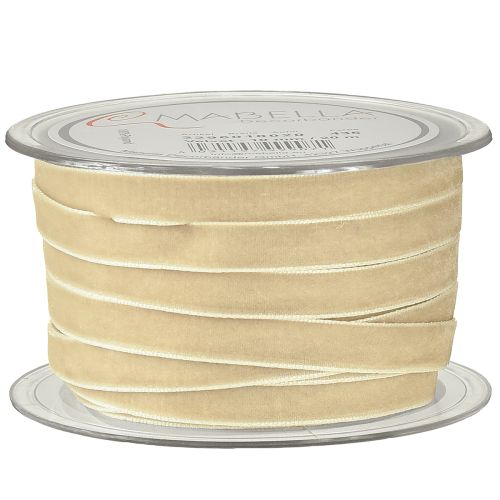 Article Ruban décoratif en velours, ruban cadeau, velours beige, 10 mm, 20 m