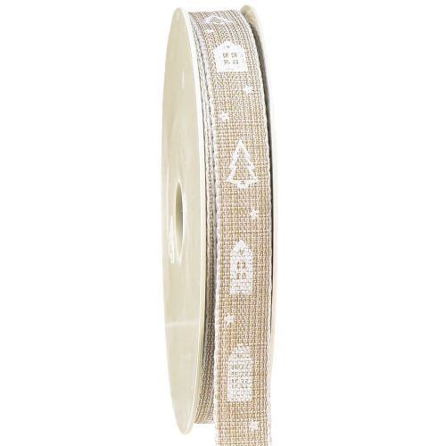 Article Ruban décoratif pour maisons de Noël et sapins beige, blanc 15mm 20m
