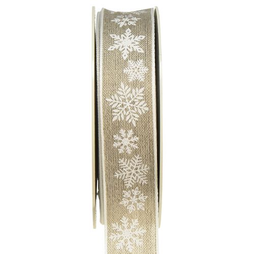 Floristik24 Ruban décoratif Noël flocon de neige gris blanc L25mm L20m