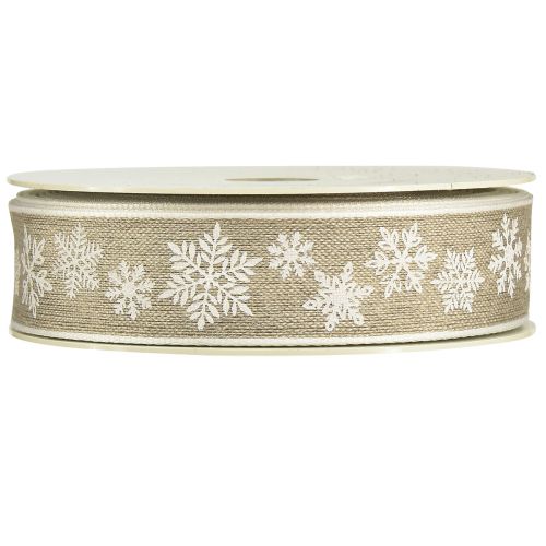 Article Ruban décoratif Noël flocon de neige gris blanc L25mm L20m