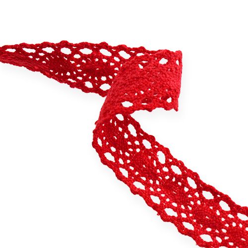 Floristik24 Ruban dentelle rouge 20mm x 2m 2pcs