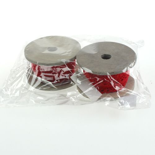 Floristik24 Ruban dentelle rouge 20mm x 2m 2pcs
