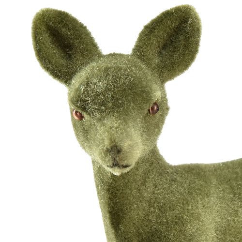 Article Figurine décorative cerf faon floqué figurines de Noël vert 10,5cm 6 pcs